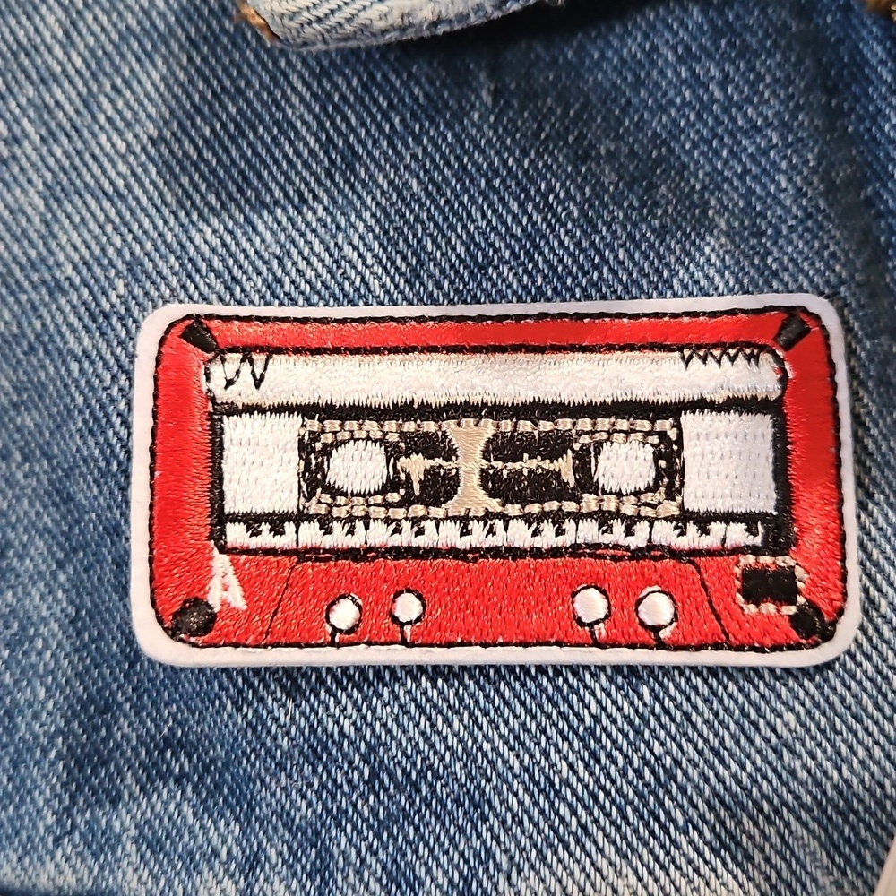 Hand Crafted Upcycled Rock Music Jean Jacket Vintage Embordery Patchwork Size S - Picture 9 of 17